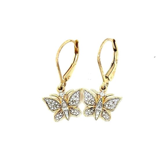 925 Gold Vermeil Butterfly Earrings - Picture 1 of 6